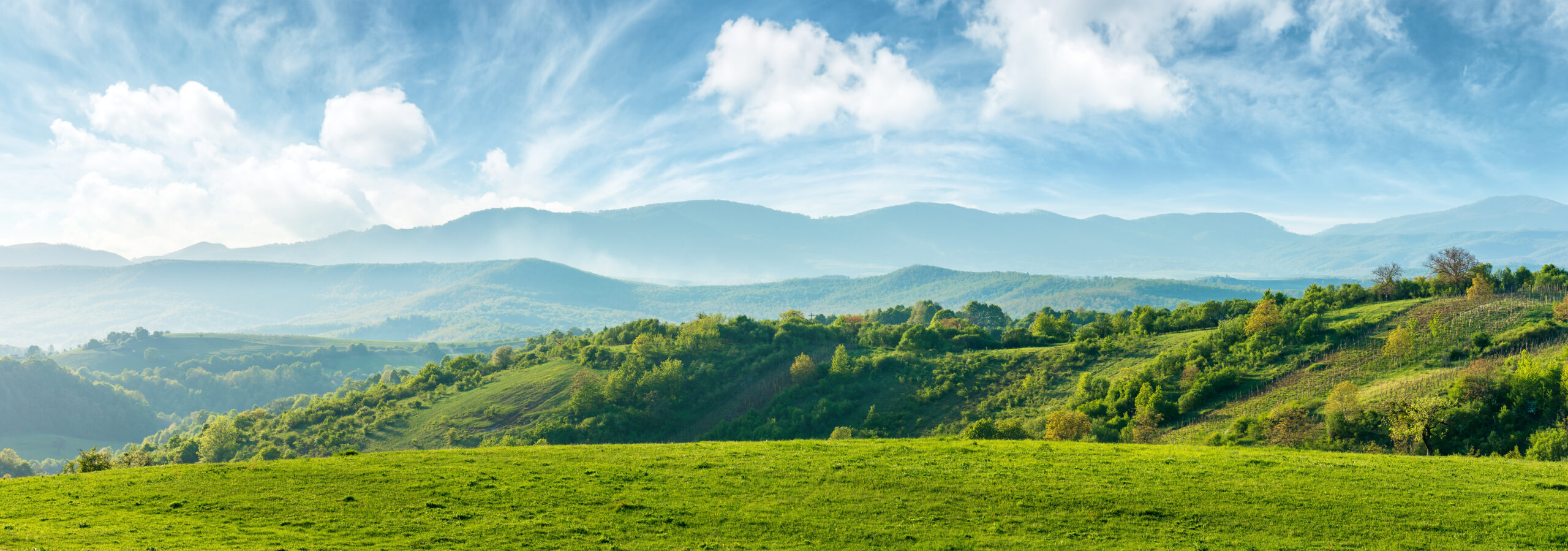 Panorama,Of,Beautiful,Countryside,Of,Romania.,Sunny,Afternoon.,Wonderful,Springtime